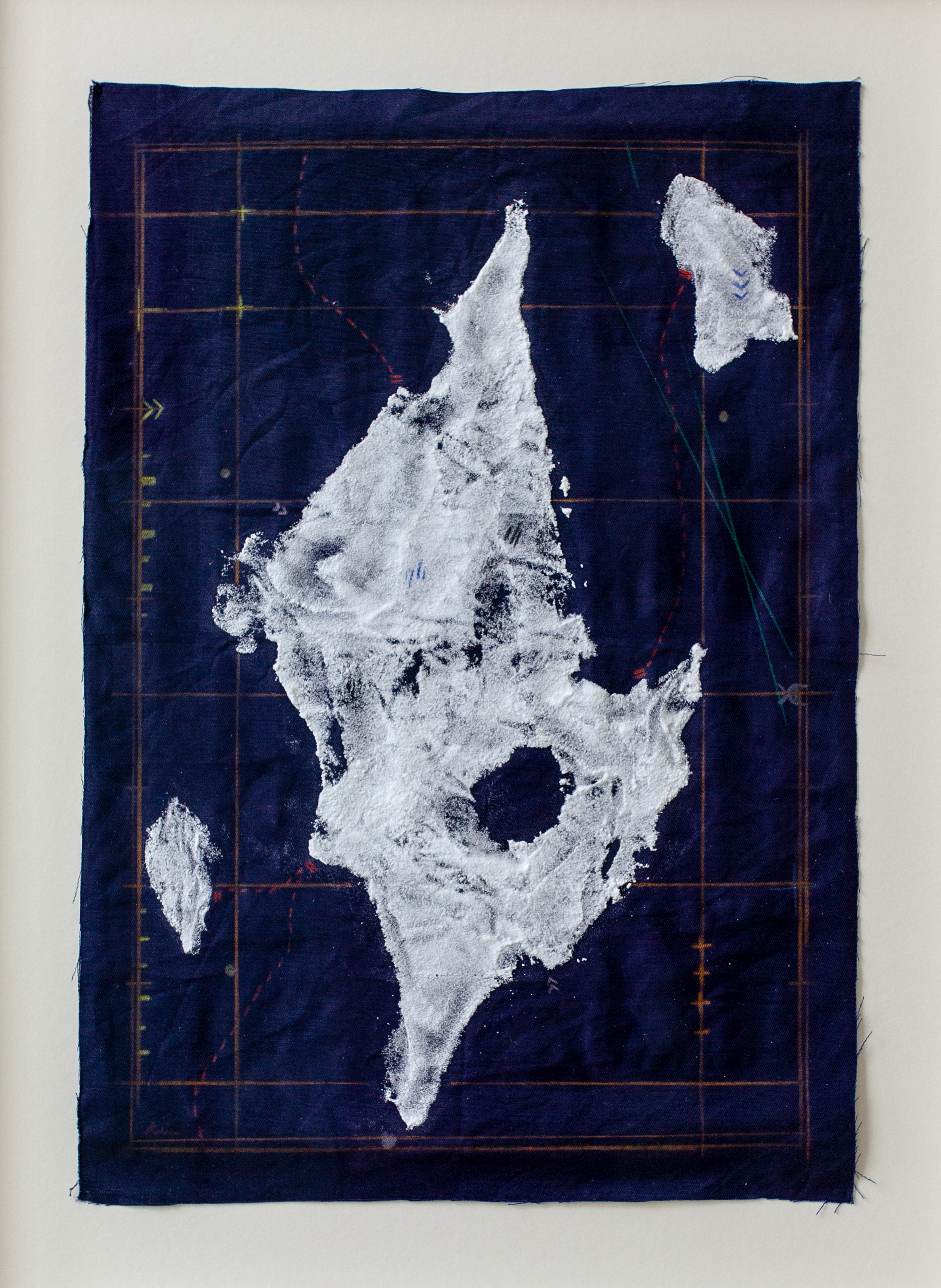 Rain Wu, <em>The Sea Rises and Totally Still III-12 </em>(2020). Fabric, seawater, chalk. 56x66cm. Courtesy of the artist.